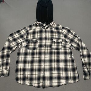 Wet Seal Women's Long Sleeve Pearl Snap Plaid Flannel Zip Up Hoodie‎ Size 3X
